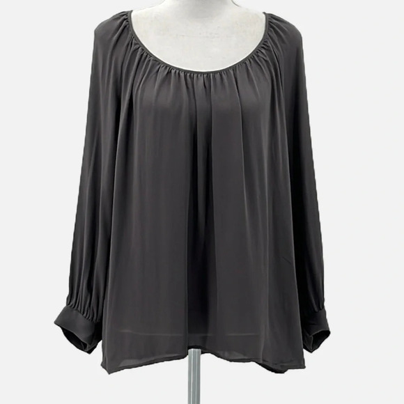 Joie Silk Long Sleeve Blouse in Grey - Size Medium - Picture 1 of 7